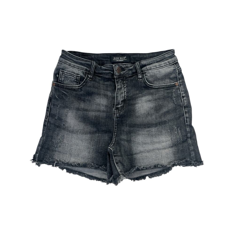 Judy Blue Distressed Washed Black Denim Shorts
